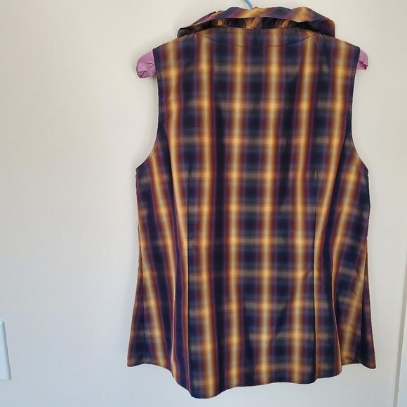 Lafayette 148 New York Sleeveless blouse, brown/navy, Size 12 - Picture 6 of 10